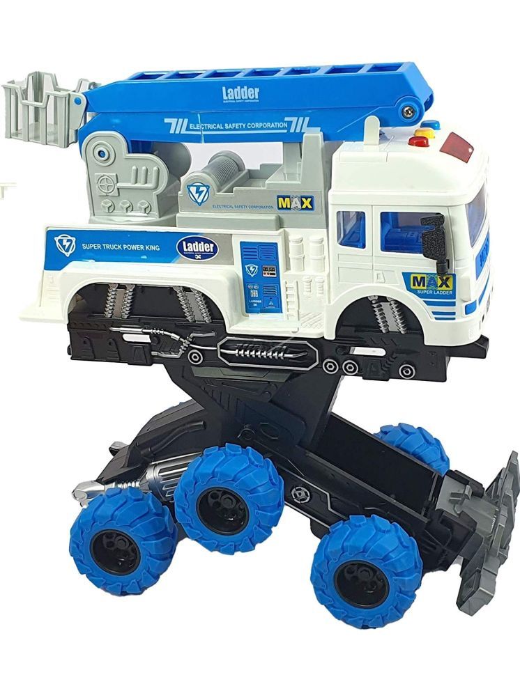     			Bluebell Friction Powered 6x6 Electric Safety Truck with Extension Ladder, Light, Music Pull Back Crane Toy