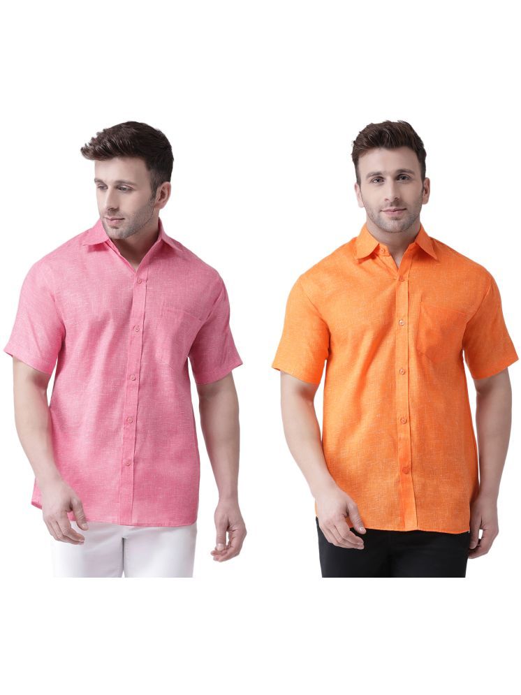     			KLOSET By RIAG Cotton Blend Regular Fit Solids Half Sleeves Men's Casual Shirt - Orange ( Pack of 2 )