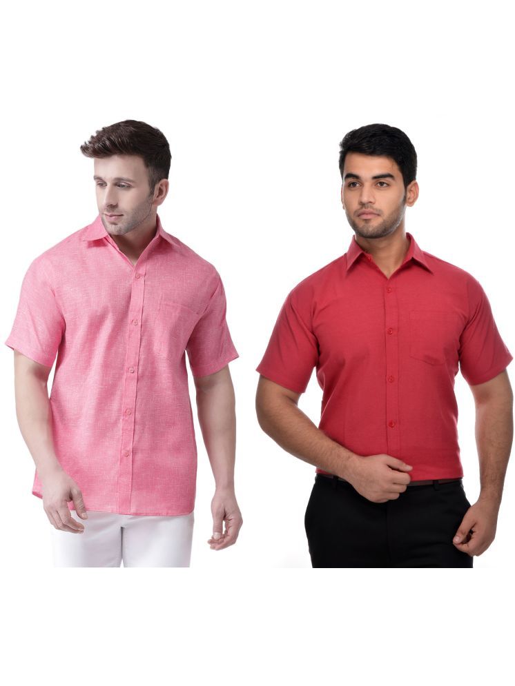     			KLOSET By RIAG Cotton Blend Regular Fit Solids Half Sleeves Men's Casual Shirt - Red ( Pack of 2 )