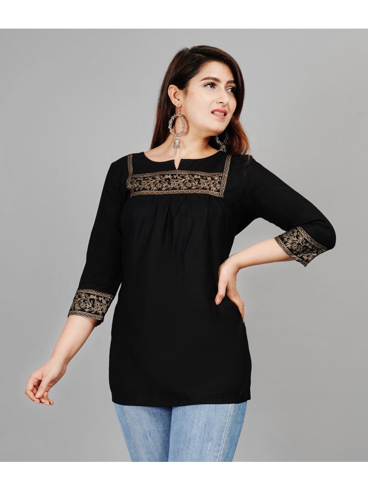     			SIPET Black Rayon Women's Regular Top ( Pack of 1 )