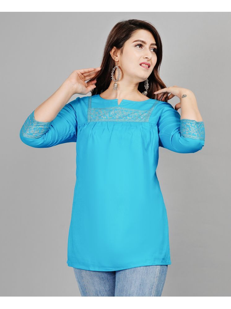     			SIPET Light Blue Rayon Women's Regular Top ( Pack of 1 )