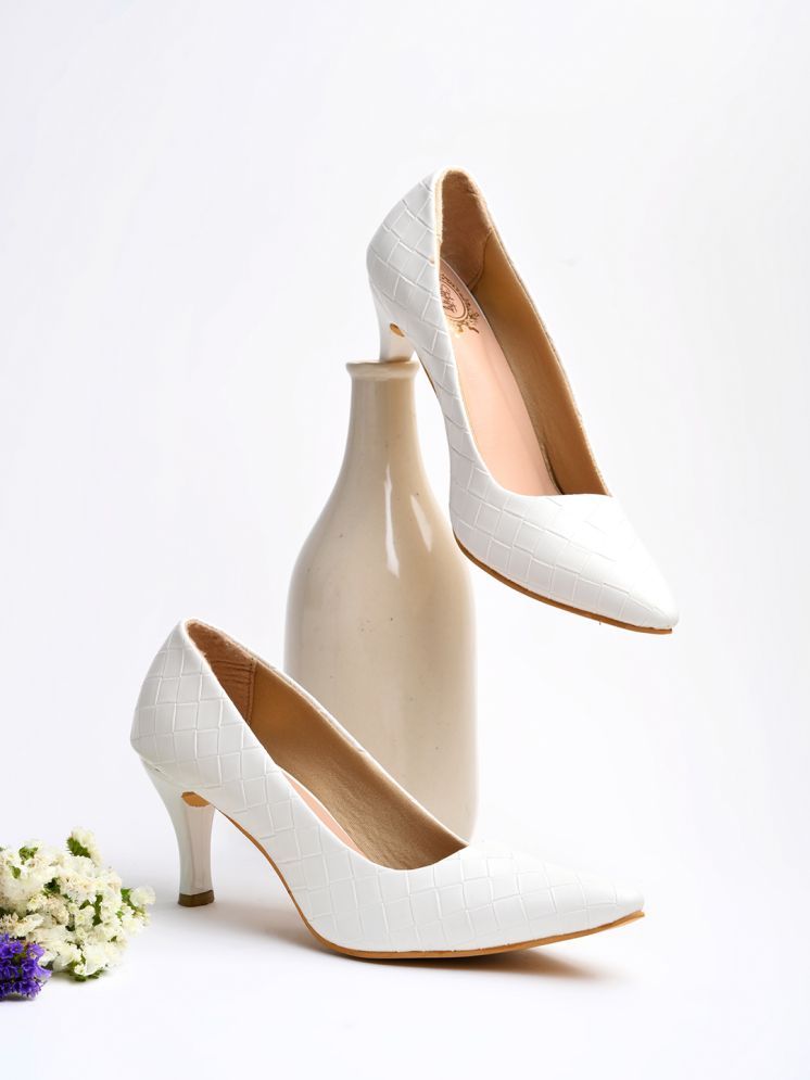     			Stylestry White Women's Pumps Heels