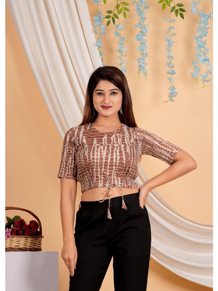     			Yash Gallery Brown Readymade without Pad Cotton Women's Blouse ( Pack of 1 )