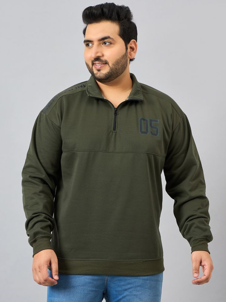     			AUSTIVO Fleece High Neck Men's Sweatshirt - Olive ( Pack of 1 )