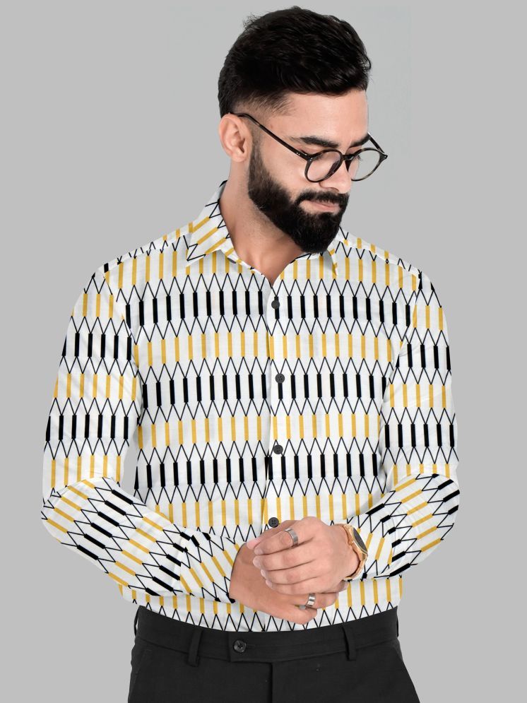     			Fashionfricks Cotton Flex Regular Fit Printed Full Sleeves Men's Casual Shirt - White ( Pack of 1 )