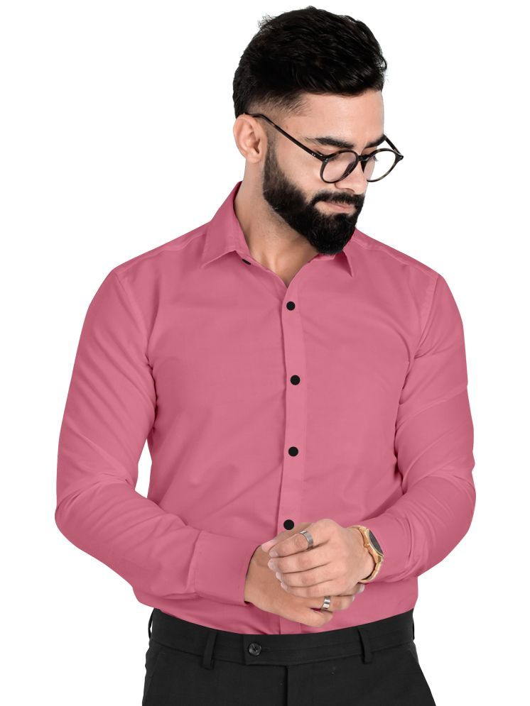     			Fashionfricks Cotton Flex Regular Fit Solids Full Sleeves Men's Casual Shirt - Pink ( Pack of 1 )