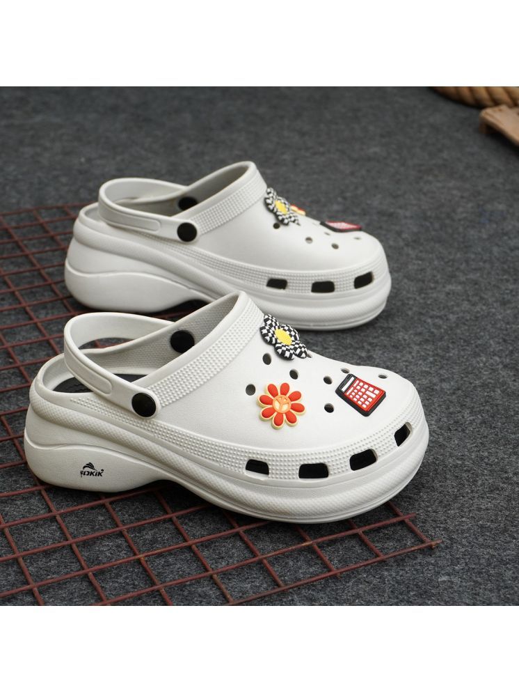     			Gokik White Clogs