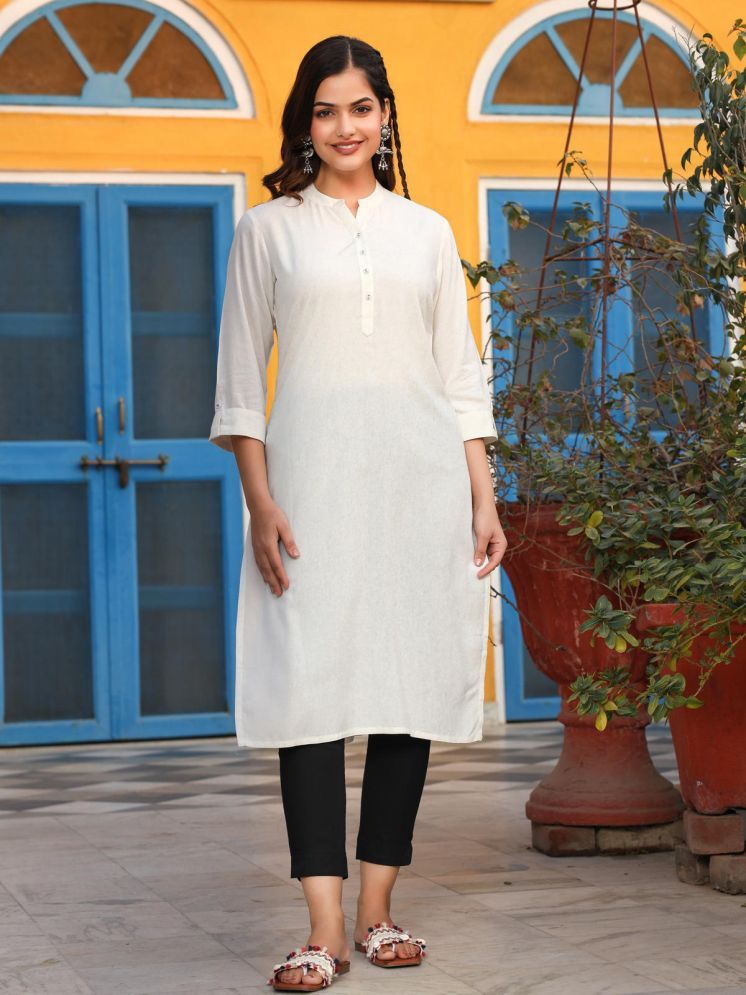     			Juniper Rayon Solid Straight Women's Kurti - White ( Pack of 1 )