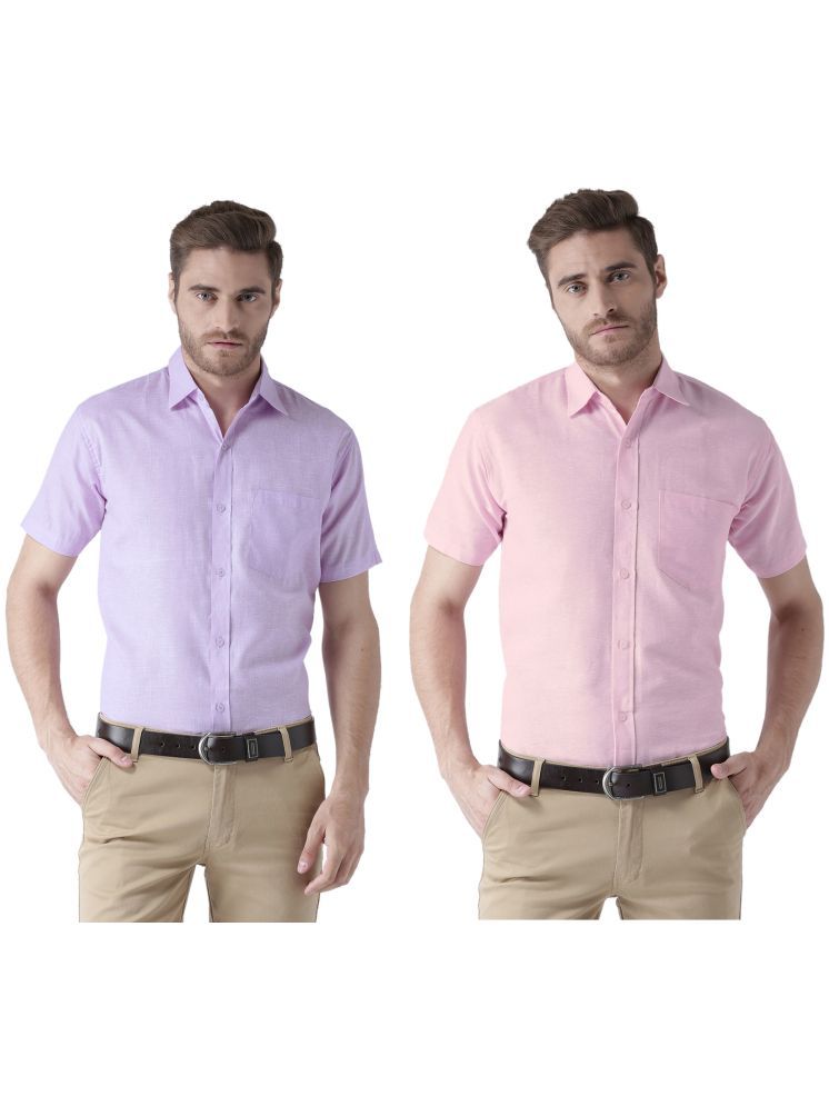     			KLOSET By RIAG Cotton Blend Regular Fit Solids Half Sleeves Men's Casual Shirt - Pink ( Pack of 2 )