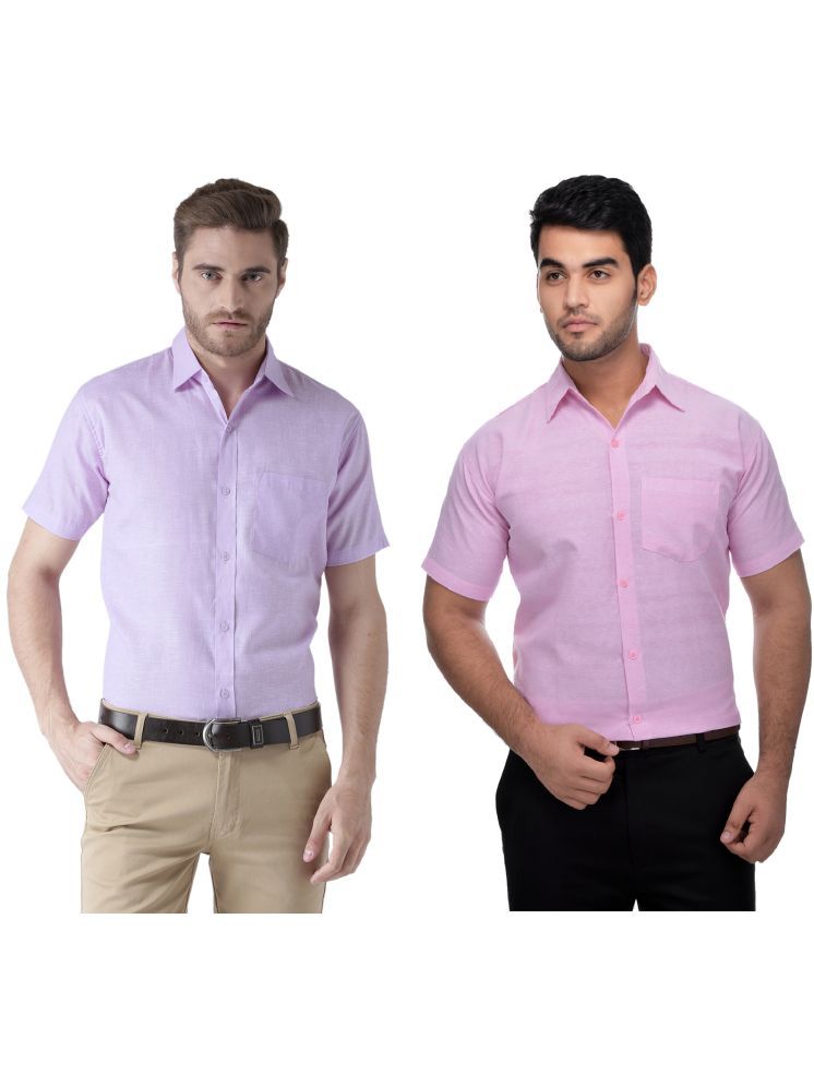     			KLOSET By RIAG Cotton Blend Regular Fit Solids Half Sleeves Men's Casual Shirt - Pink ( Pack of 2 )