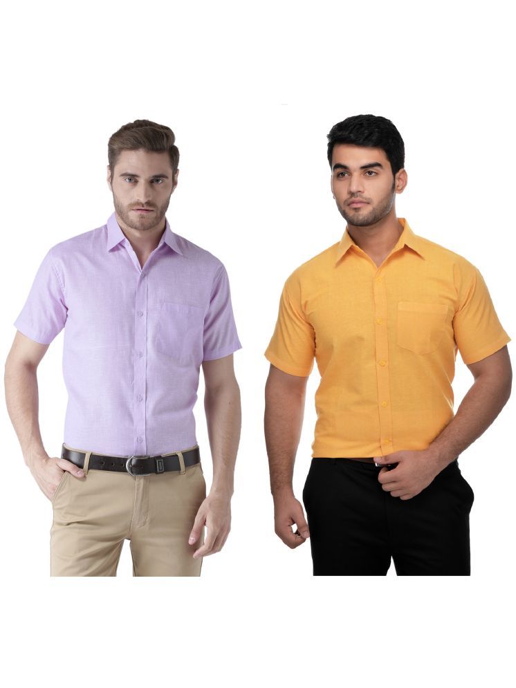     			KLOSET By RIAG Cotton Blend Regular Fit Solids Half Sleeves Men's Casual Shirt - Mustard ( Pack of 2 )