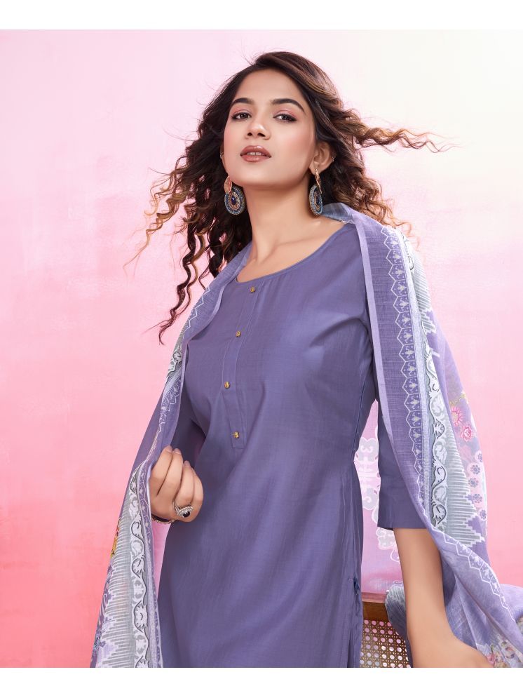     			MOJILAA Silk Blend Solid Kurti With Salwar Women's Stitched Salwar Suit - Lavender ( Pack of 1 )