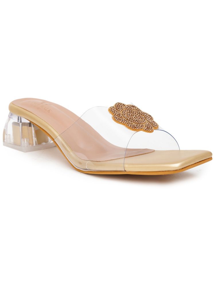     			PLANET WALK Gold Women's Sandal Heels