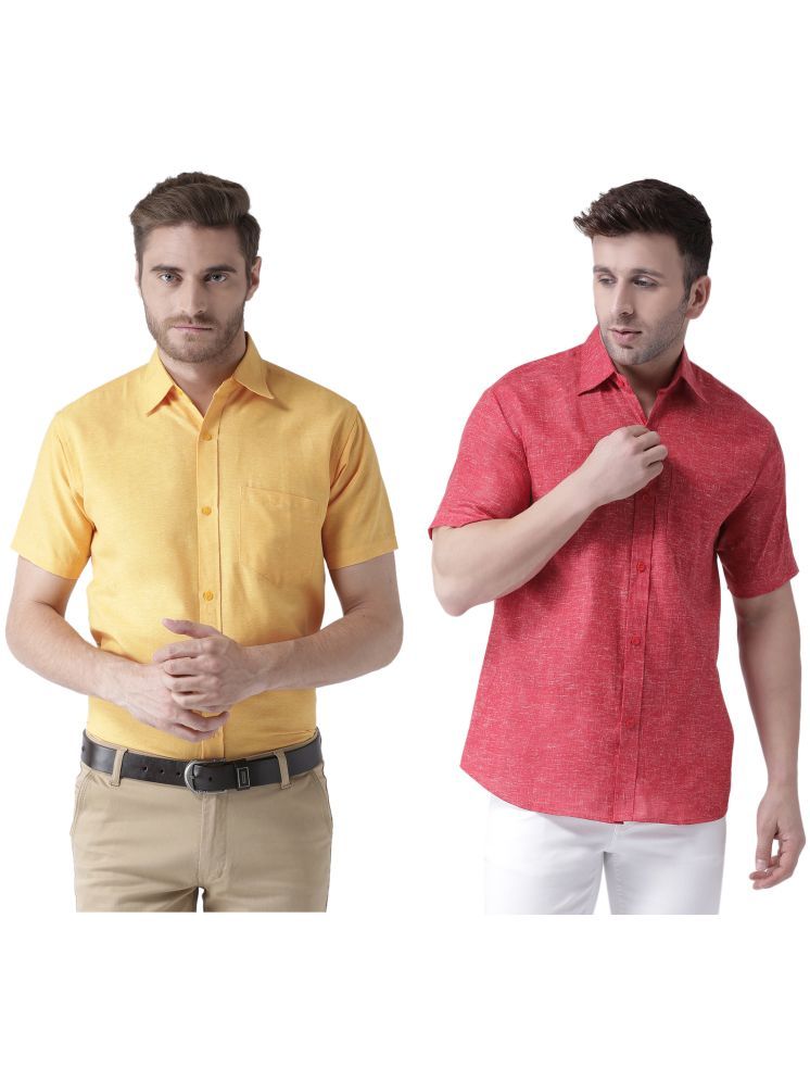     			RIAG Cotton Blend Regular Fit Solids Half Sleeves Men's Casual Shirt - Red ( Pack of 2 )