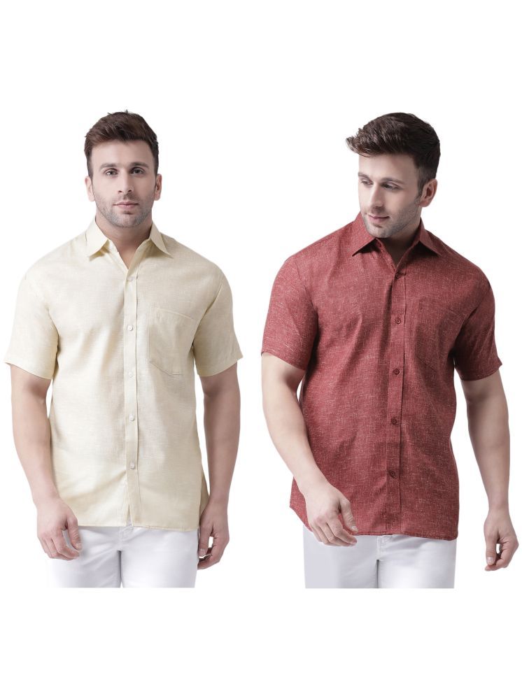     			RIAG Cotton Blend Regular Fit Solids Half Sleeves Men's Casual Shirt - Maroon ( Pack of 2 )