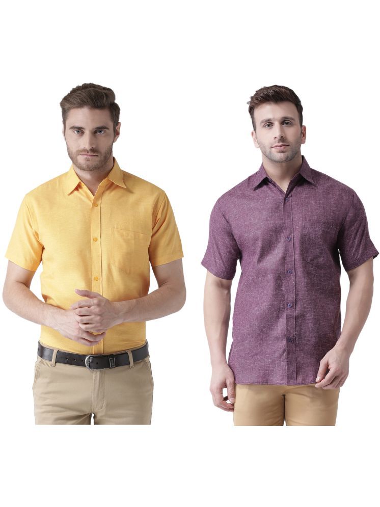     			RIAG Cotton Blend Regular Fit Solids Half Sleeves Men's Casual Shirt - Purple ( Pack of 2 )