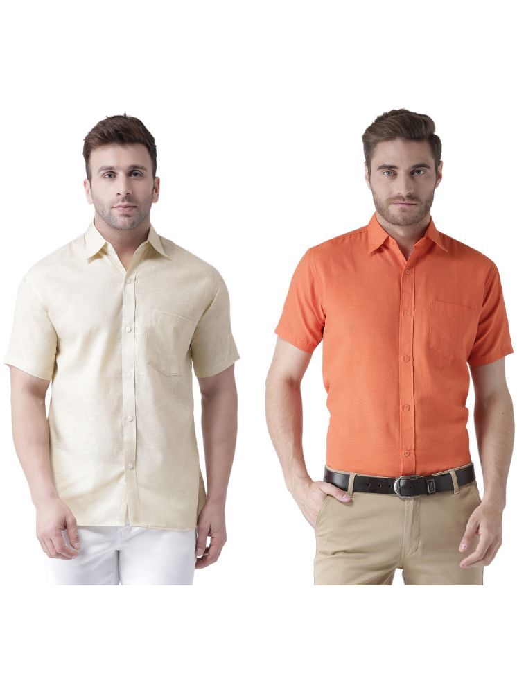     			RIAG Cotton Blend Regular Fit Solids Half Sleeves Men's Casual Shirt - Orange ( Pack of 2 )