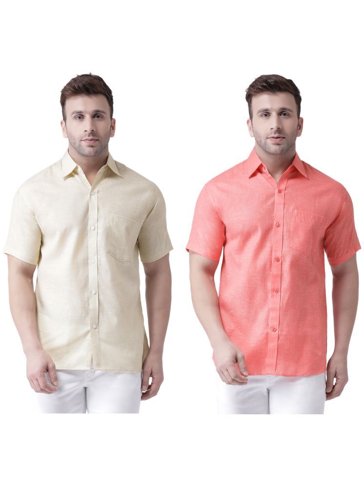     			RIAG Cotton Blend Regular Fit Solids Half Sleeves Men's Casual Shirt - Fluorescent Orange ( Pack of 2 )