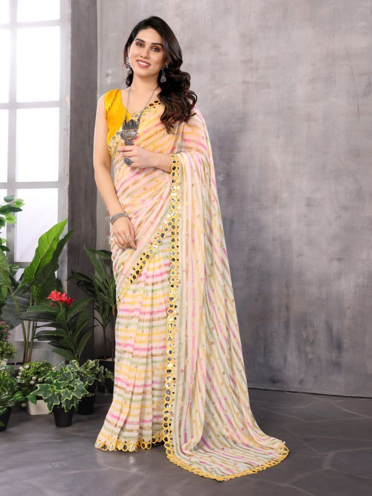     			Rangita Georgette Printed Saree With Blouse Piece - Multicolor ( Pack of 1 )