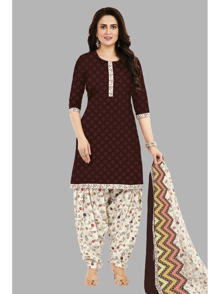     			SIMMU Unstitched Cotton Printed Dress Material - Maroon ( Pack of 1 )