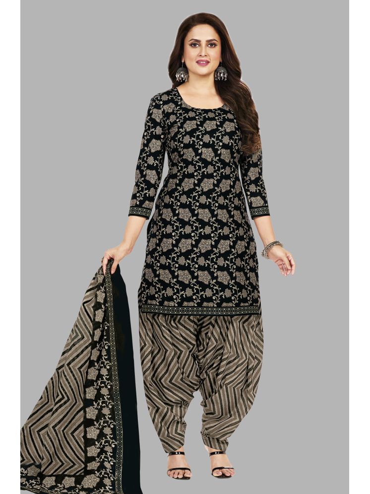     			SIMMU Unstitched Cotton Printed Dress Material - Black ( Pack of 1 )