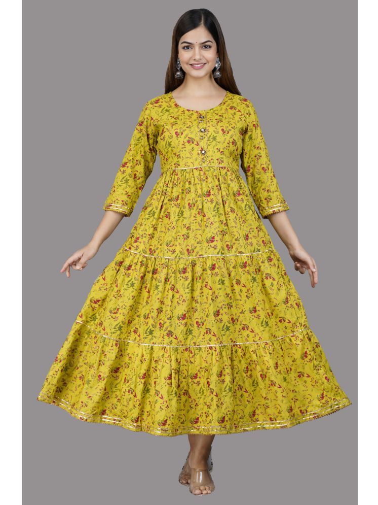     			SIPET Cotton Blend Self Design Anarkali Women's Kurti - Yellow ( Pack of 1 )