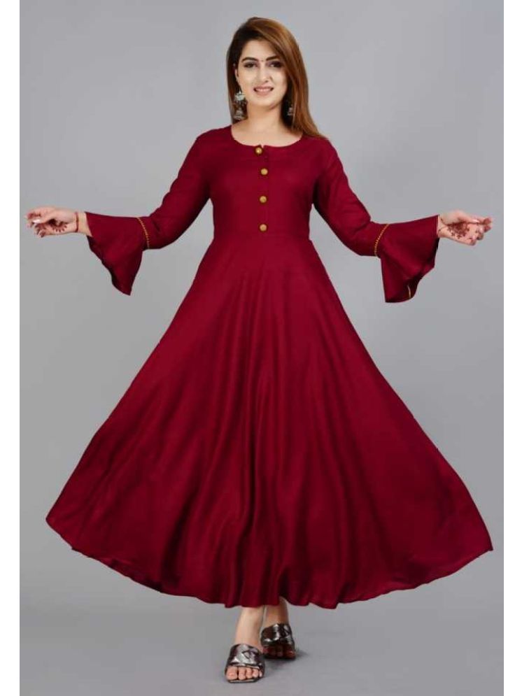     			SIPET Viscose Blend Solid Anarkali Women's Kurti - Maroon ( Pack of 1 )