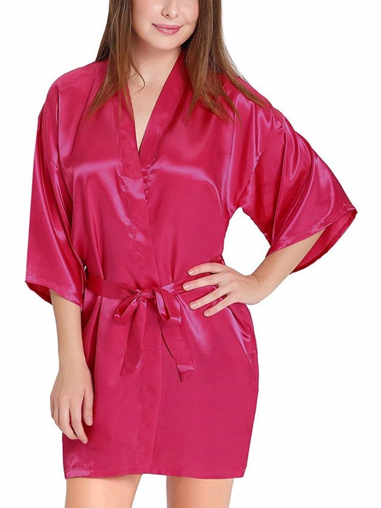     			YUZU Pink Satin Women's Nightwear Robes ( Pack of 1 )