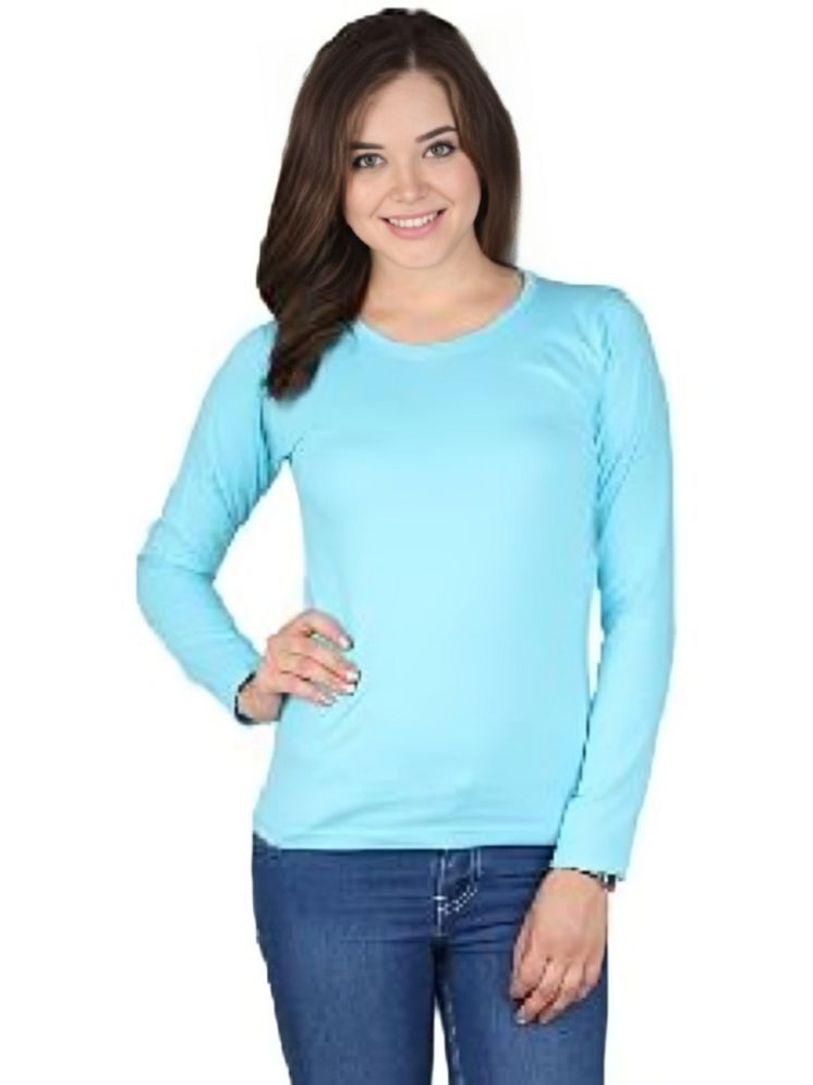     			curvy comfort Light Blue Cotton Blend Regular Fit Women's T-Shirt ( Pack of 1 )