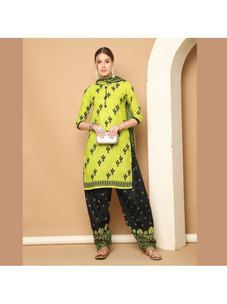     			wonder weave Cotton Blend Printed Kurti With Patiala Women's Stitched Salwar Suit - Yellow ( Pack of 1 )