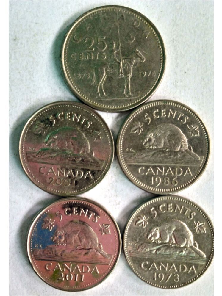     			CANADA - 5 DIFFERENT COINS SET