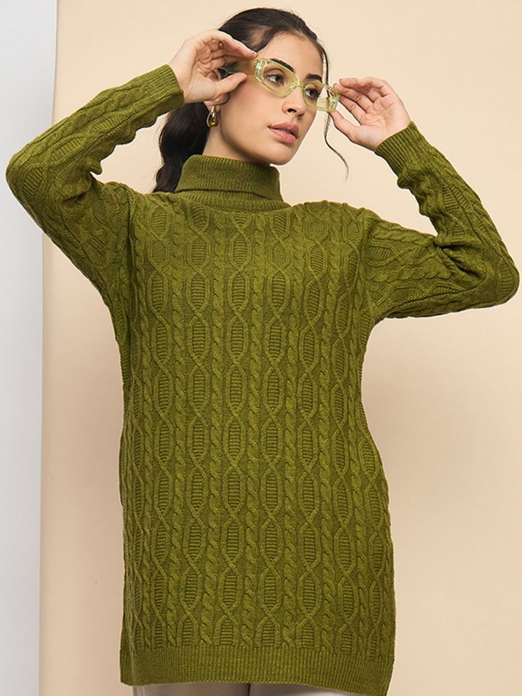     			Clapton Pure Wool High Neck Women's Pullovers - Green ( )