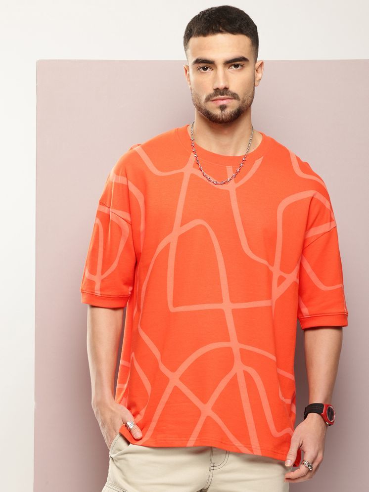     			Dillinger 100% Cotton Oversized Fit Printed Half Sleeves Men's Round T-Shirt - Orange ( Pack of 1 )