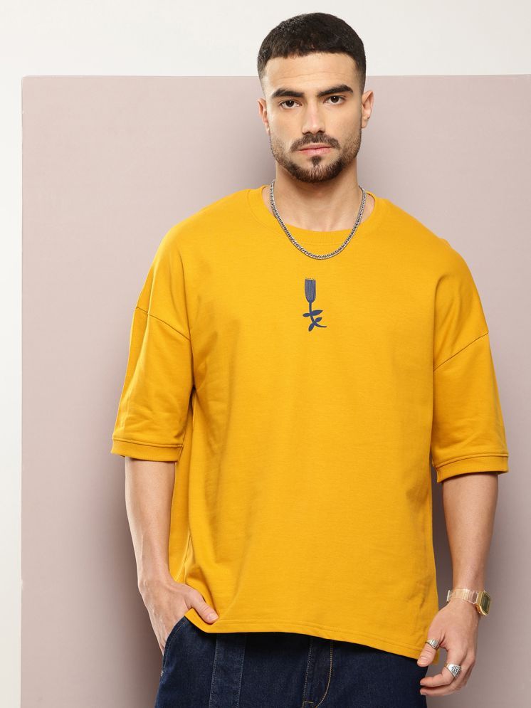     			Dillinger 100% Cotton Oversized Fit Printed Half Sleeves Men's Round T-Shirt - Yellow ( Pack of 1 )