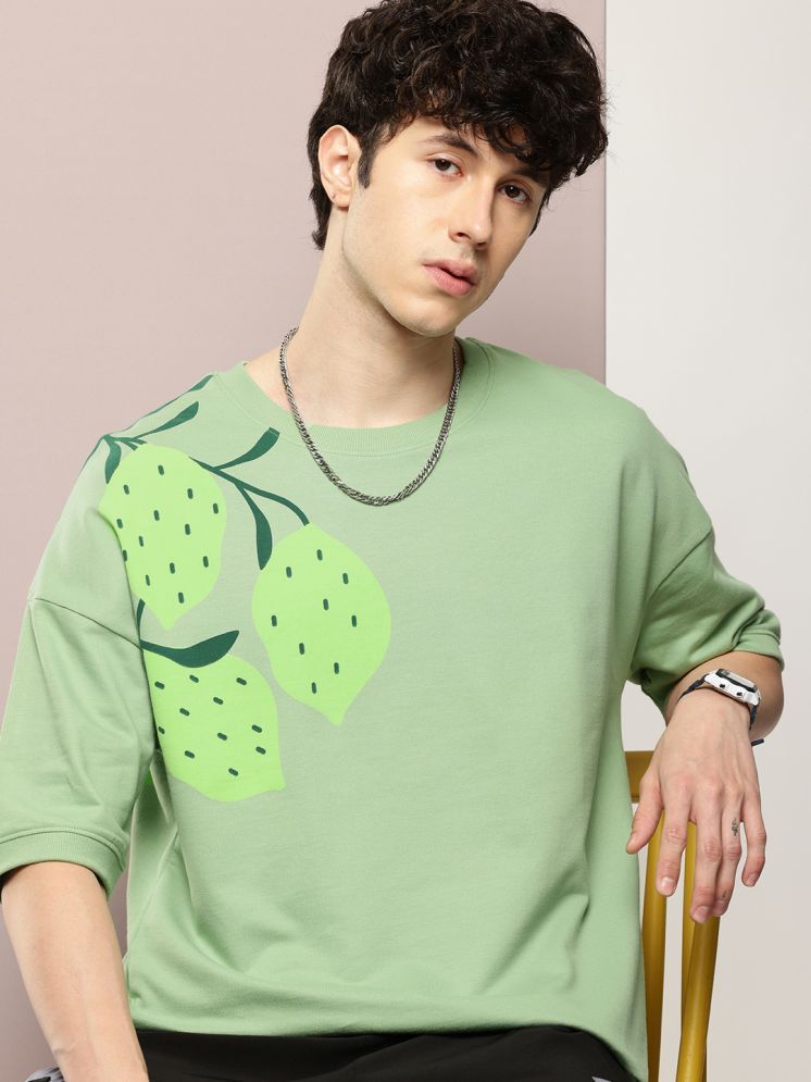     			Dillinger 100% Cotton Oversized Fit Printed Half Sleeves Men's Round T-Shirt - Green ( Pack of 1 )