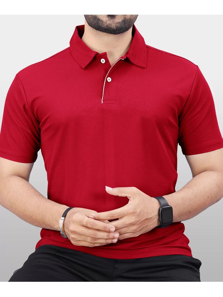     			FIRST POSTION Cotton Blend Regular Fit Solid Half Sleeves Men's Polo T Shirt - Red ( Pack of 1 )