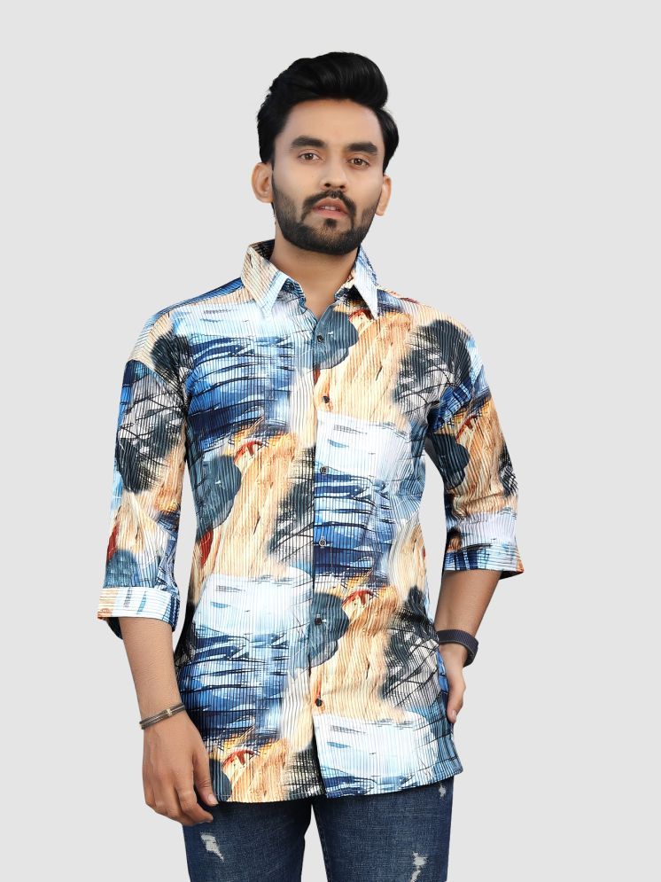     			Fashionfricks Cotton Blend Regular Fit Printed 3/4th Sleeves Men's Casual Shirt - Multi ( Pack of 1 )