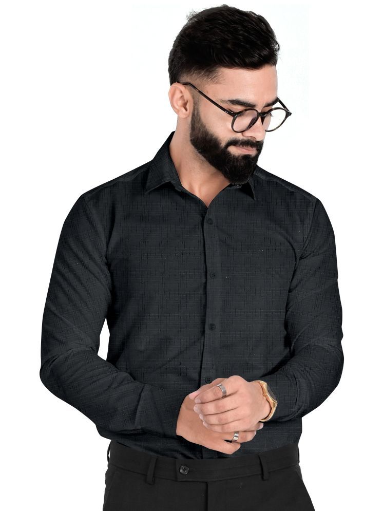     			Fashionfricks Cotton Blend Regular Fit Colorblock Full Sleeves Men's Casual Shirt - Black ( Pack of 1 )