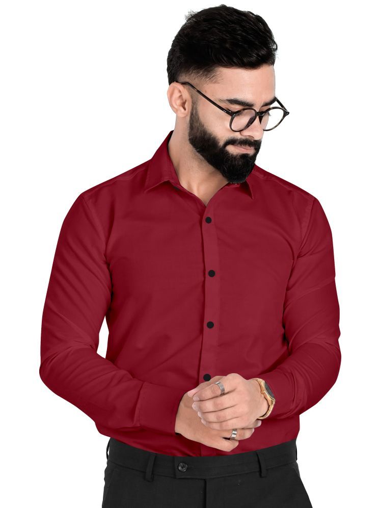     			Fashionfricks Cotton Blend Regular Fit Colorblock Full Sleeves Men's Casual Shirt - Maroon ( Pack of 1 )