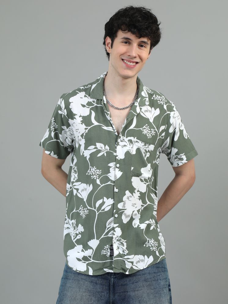     			HETIERS Rayon Regular Fit Printed Half Sleeves Men's Casual Shirt - Green ( Pack of 1 )