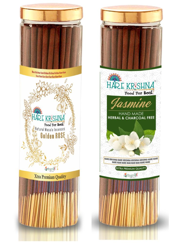     			Hare Krishna Food For Soul Incense Stick Rose,Jasmine 200 gm ( Pack of 1 )