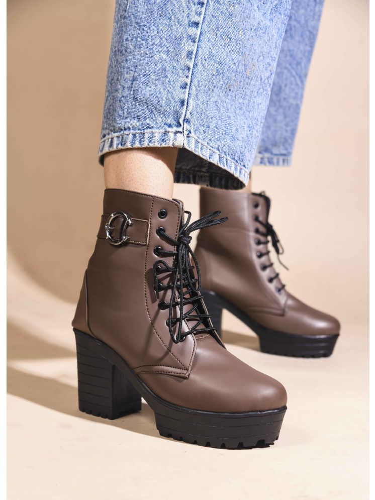     			JM Looks Brown Women's Ankle Length Boots