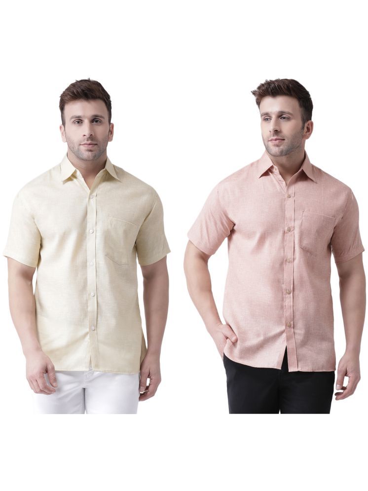     			KLOSET By RIAG Cotton Blend Regular Fit Solids Half Sleeves Men's Casual Shirt - Beige ( Pack of 2 )