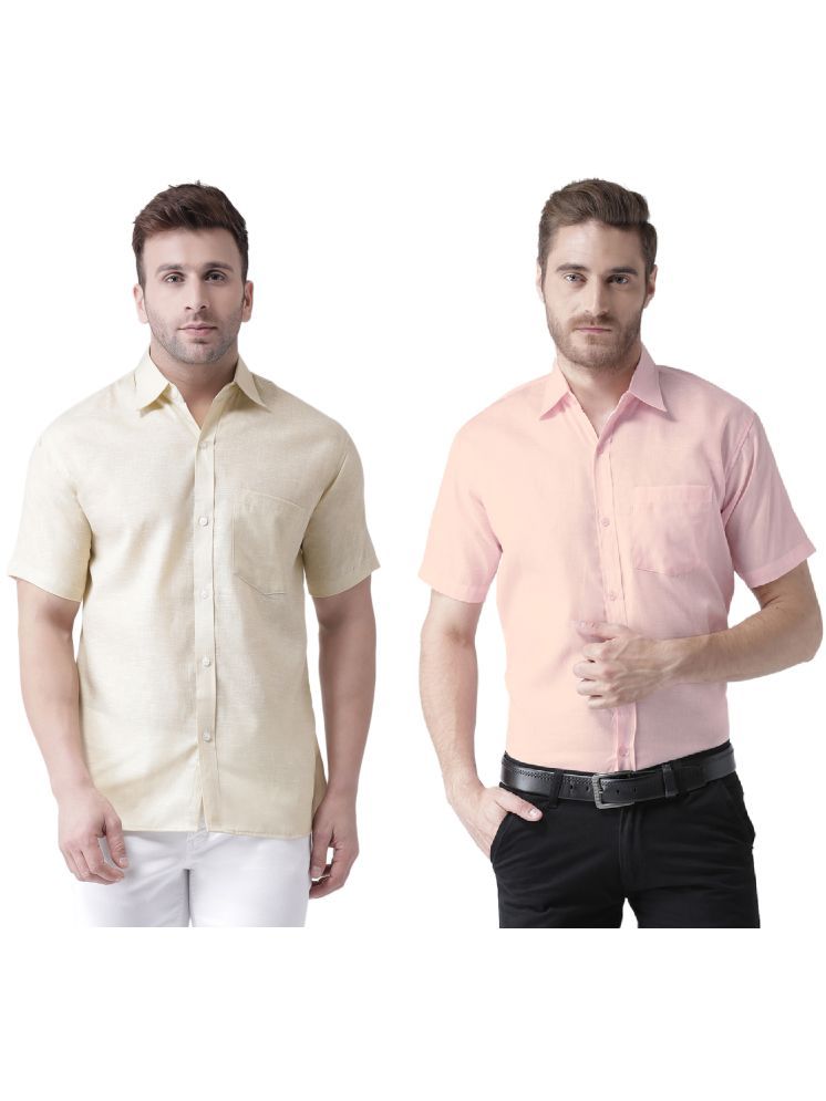     			KLOSET By RIAG Cotton Blend Regular Fit Solids Half Sleeves Men's Casual Shirt - Pink ( Pack of 2 )