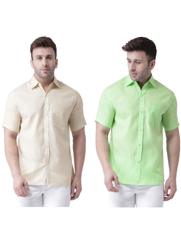     			KLOSET By RIAG Cotton Blend Regular Fit Solids Half Sleeves Men's Casual Shirt - Green ( Pack of 2 )