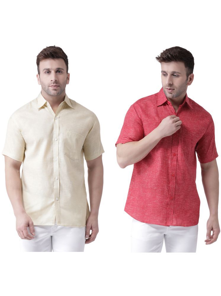     			KLOSET By RIAG Cotton Blend Regular Fit Solids Half Sleeves Men's Casual Shirt - Red ( Pack of 2 )