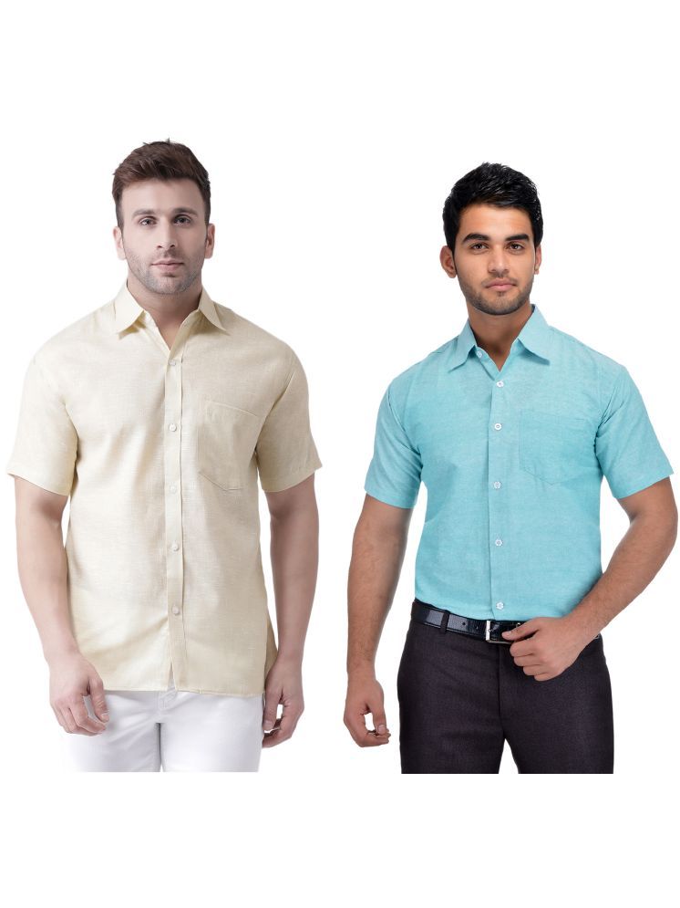     			KLOSET By RIAG Cotton Blend Regular Fit Solids Half Sleeves Men's Casual Shirt - Light Blue ( Pack of 2 )