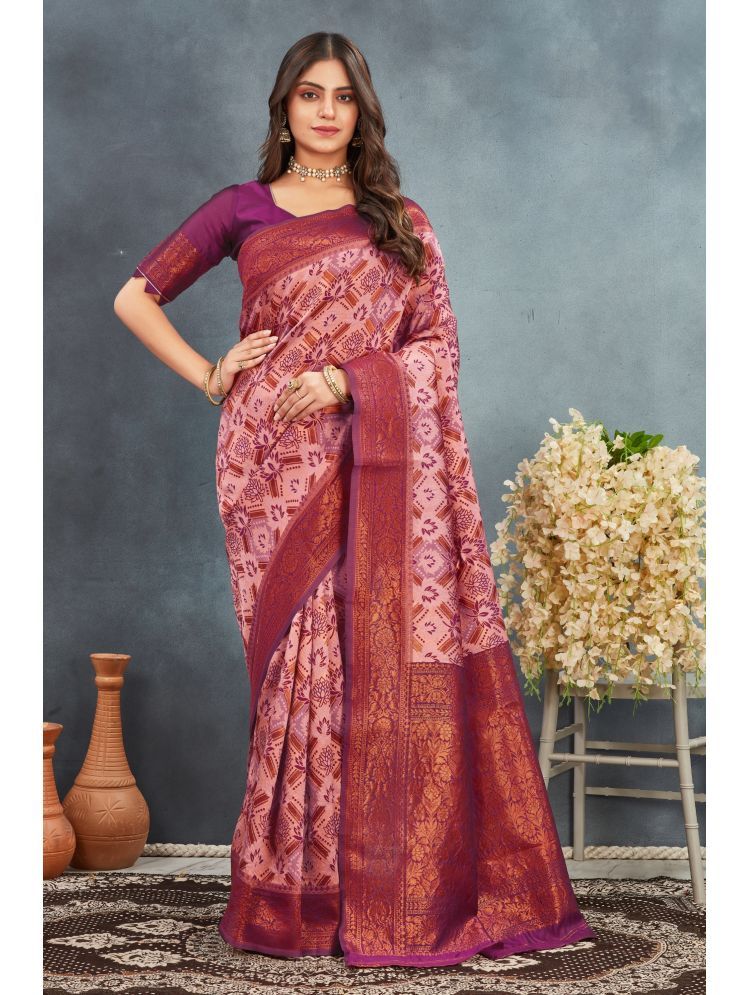     			NENCY FASHION Banarasi Silk Woven Saree With Blouse Piece - Burgundy ( Pack of 1 )