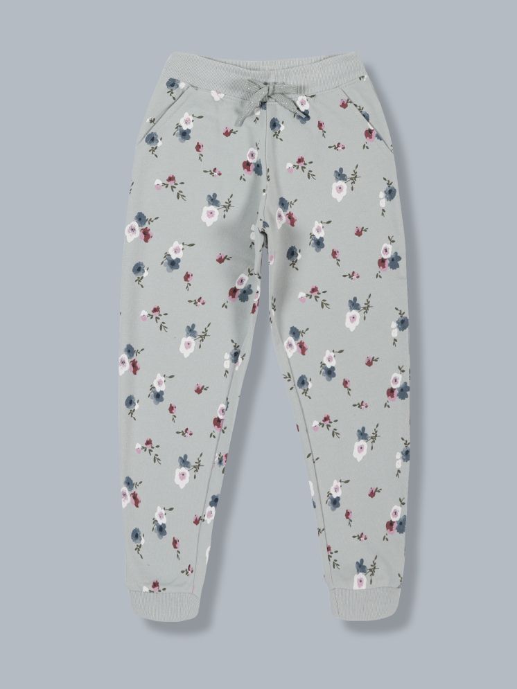     			Plum Tree Girls Floral Print Jogger Track Pant- Green