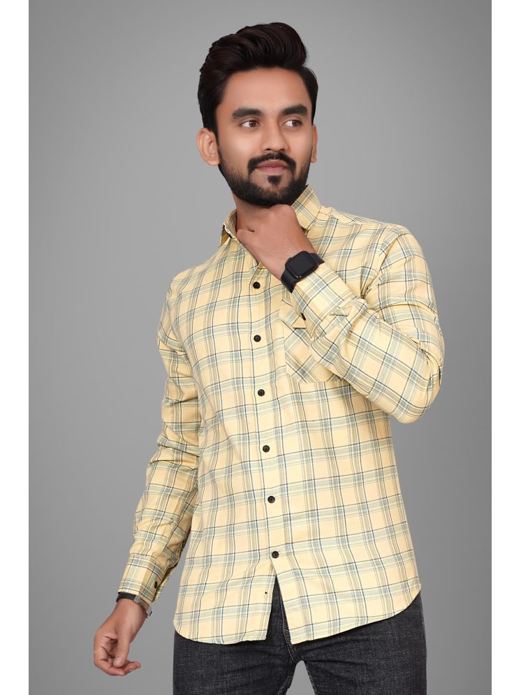     			SUR-T Cotton Blend Regular Fit Checks Full Sleeves Men's Casual Shirt - Yellow ( Pack of 1 )